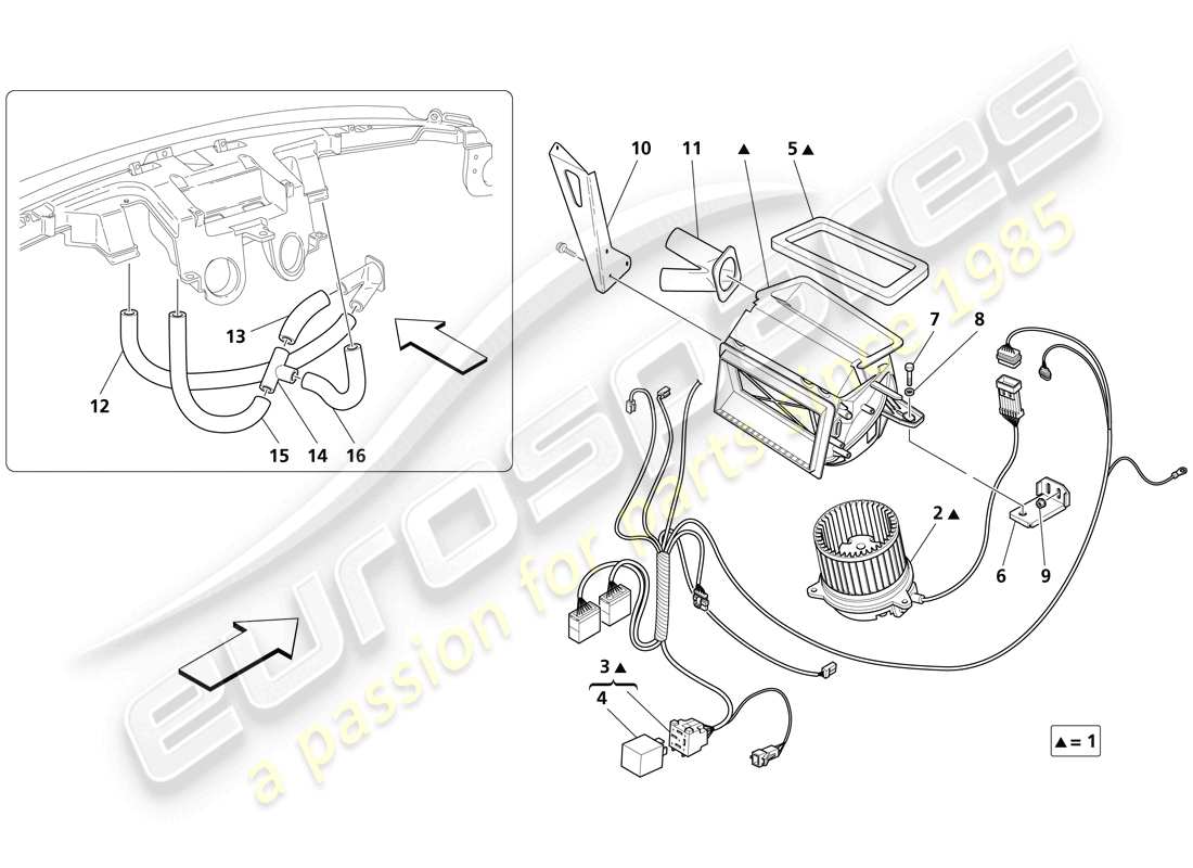 maserati trofeo passengers compartment aerating system - valid for my 2005 parts diagram