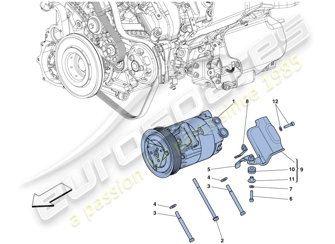 ferrari 458 speciale aperta (europe) ac system compressor parts diagram