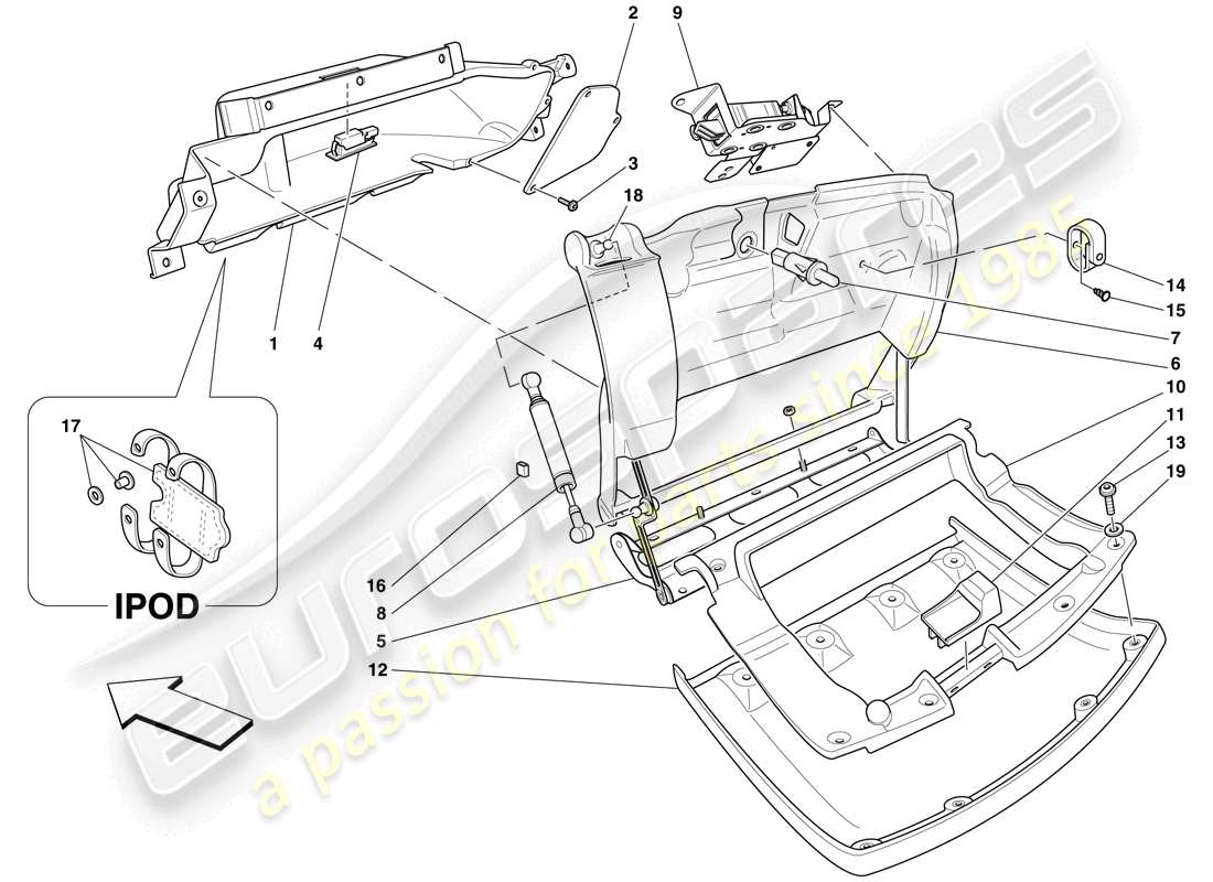 ferrari f430 spider (usa) glove compartment parts diagram