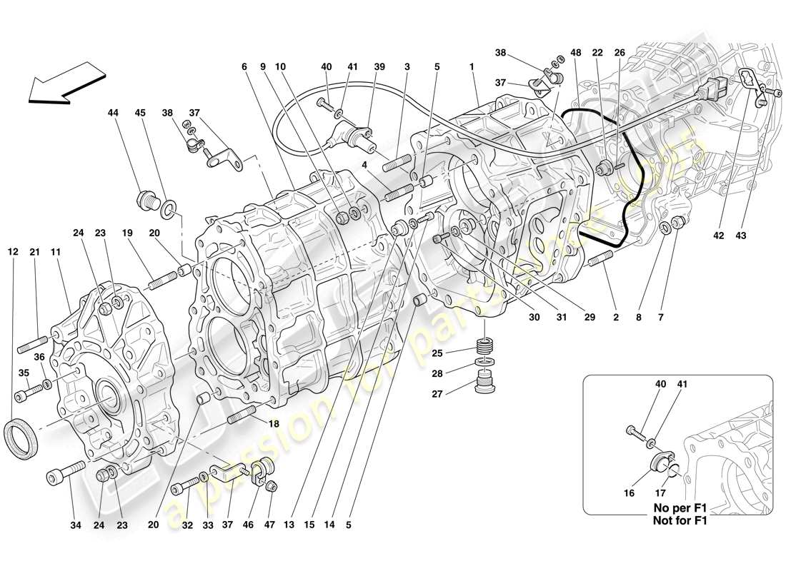 ferrari 612 scaglietti (europe) gearbox housing parts diagram