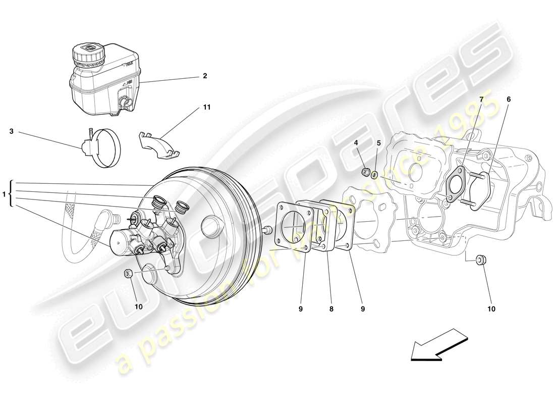 ferrari 599 gto (rhd) hydraulic brake and clutch control part diagram