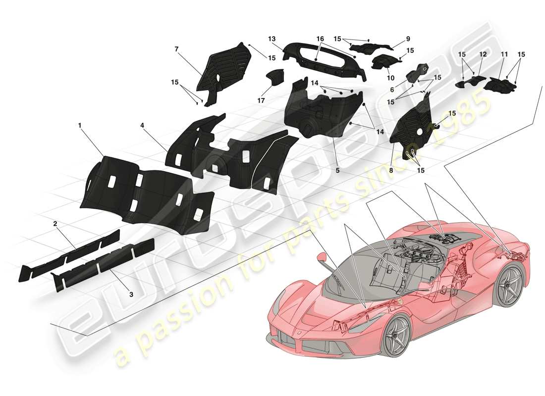 ferrari laferrari (usa) heat shields and insulation parts diagram