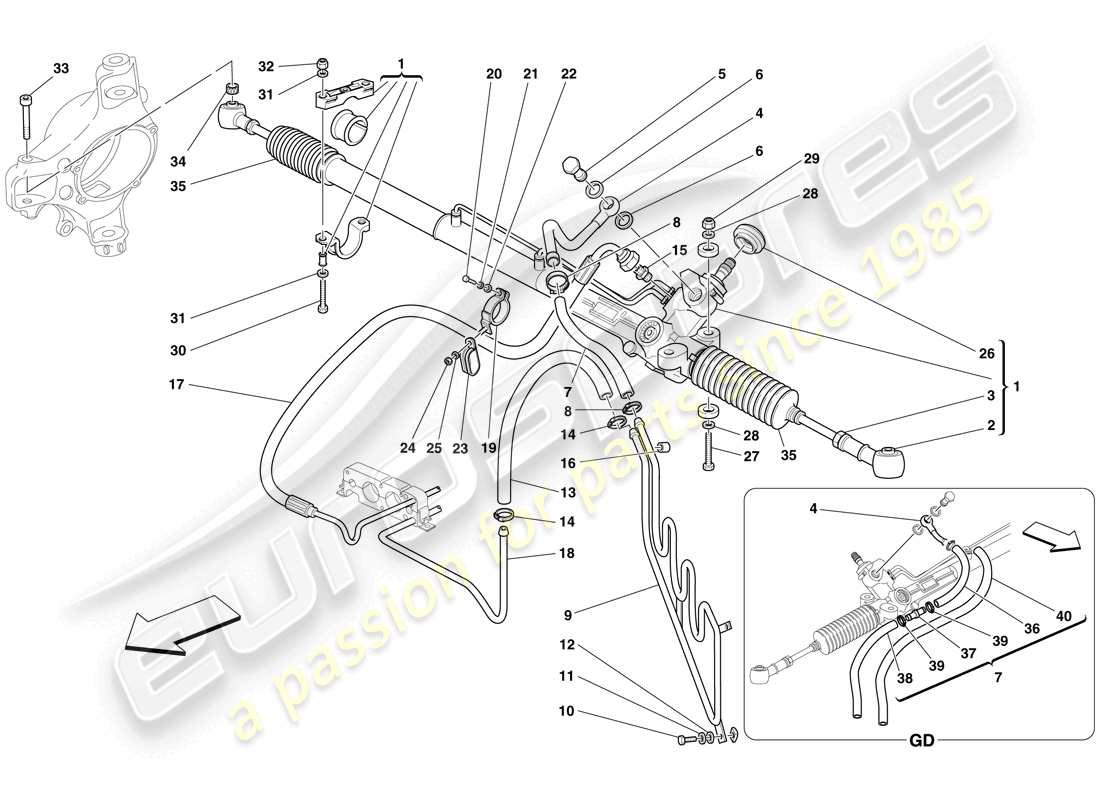 ferrari f430 spider (rhd) hydraulic power steering box and serpentine coil parts diagram