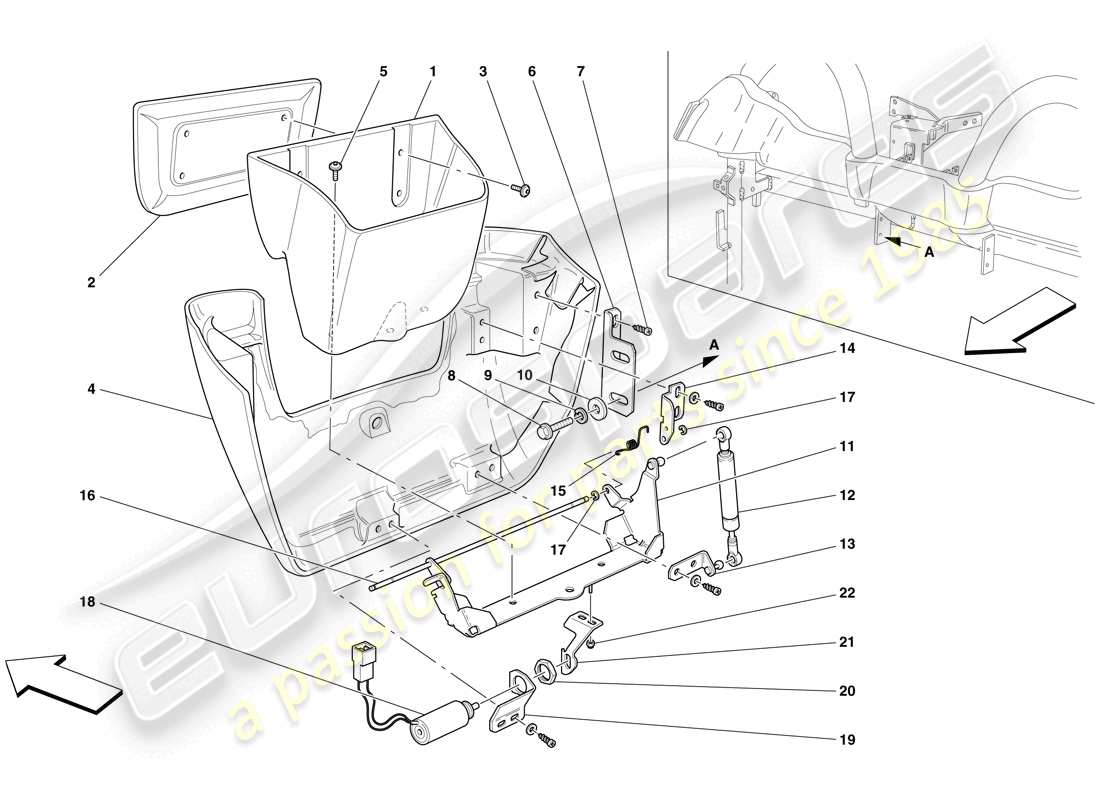 ferrari f430 spider (usa) rear oddment storage compartment parts diagram