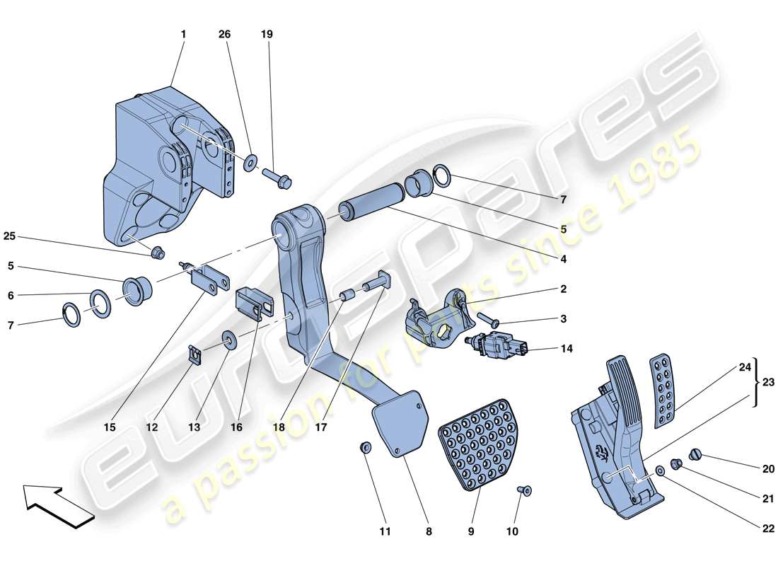 ferrari california t (usa) complete pedal board assembly part diagram