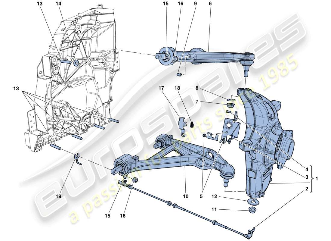 ferrari california t (usa) front suspension - arms part diagram