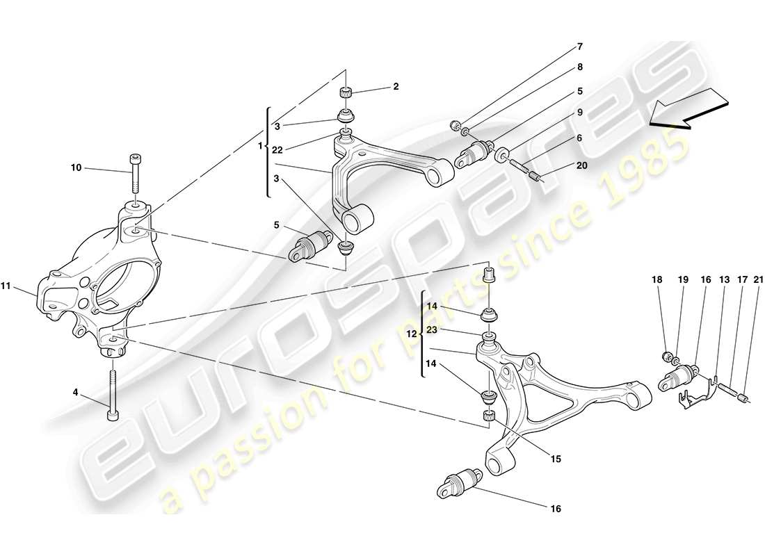 ferrari f430 coupe (rhd) front suspension - arms parts diagram