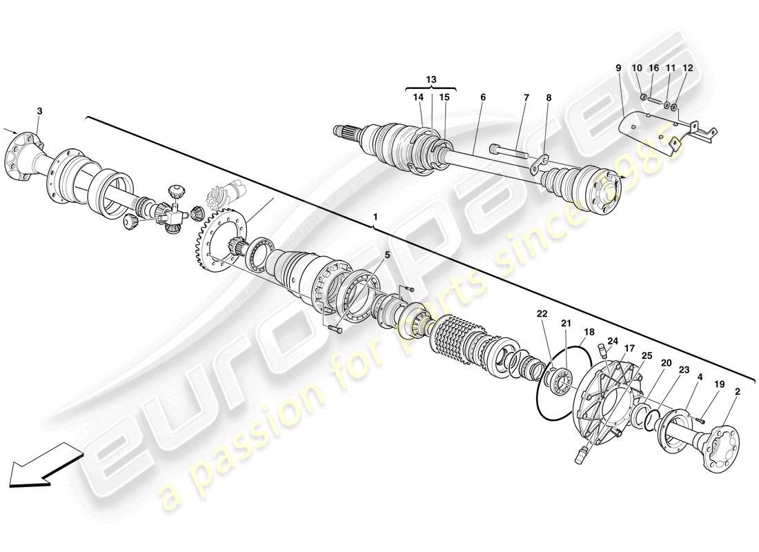 ferrari f430 scuderia spider 16m (europe) differential and axle shaft part diagram