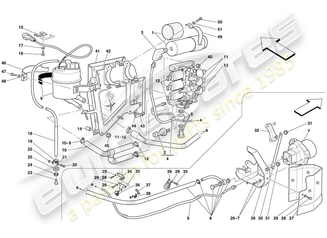 ferrari 599 gto (rhd) power unit and tank part diagram