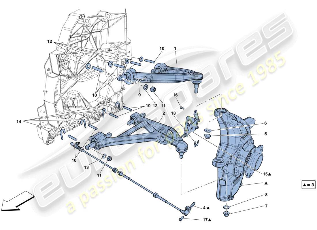 ferrari f12 tdf (rhd) front suspension - arms parts diagram