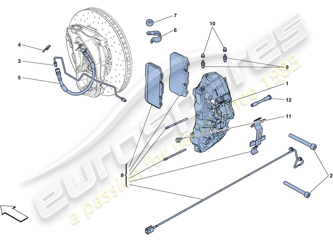 ferrari ff (europe) front brake callipers parts diagram