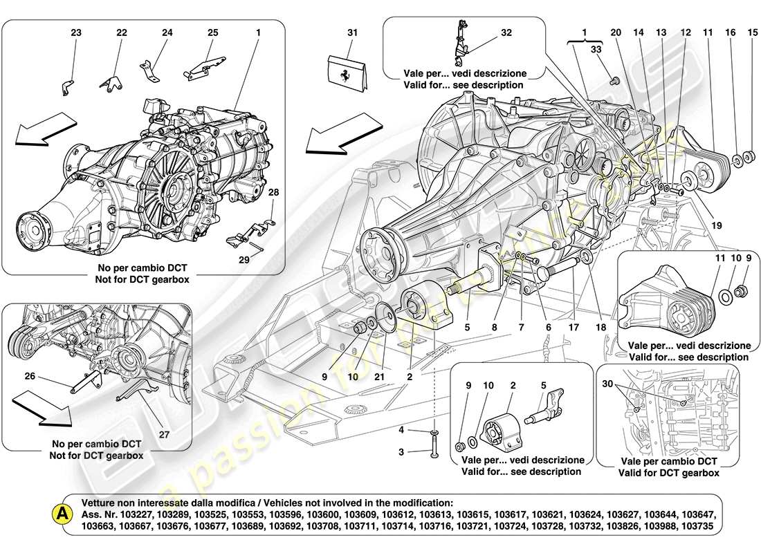 ferrari california (rhd) gearbox housing parts diagram