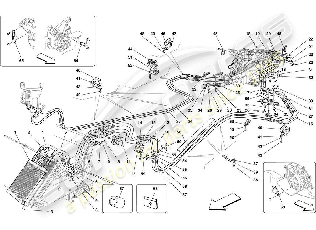 ferrari california (rhd) gearbox oil lubrication and cooling system parts diagram