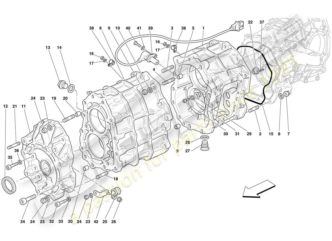 ferrari 599 gto (rhd) gearbox housing part diagram