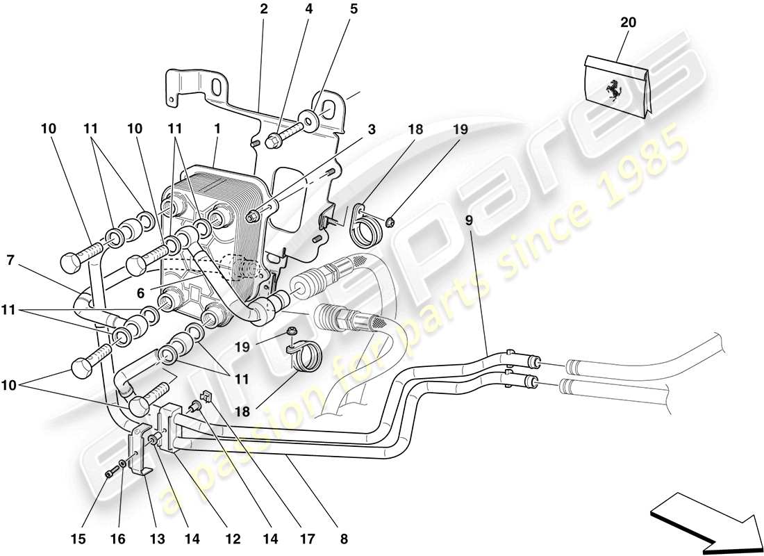 ferrari california (rhd) gearbox oil lubrication and cooling system parts diagram