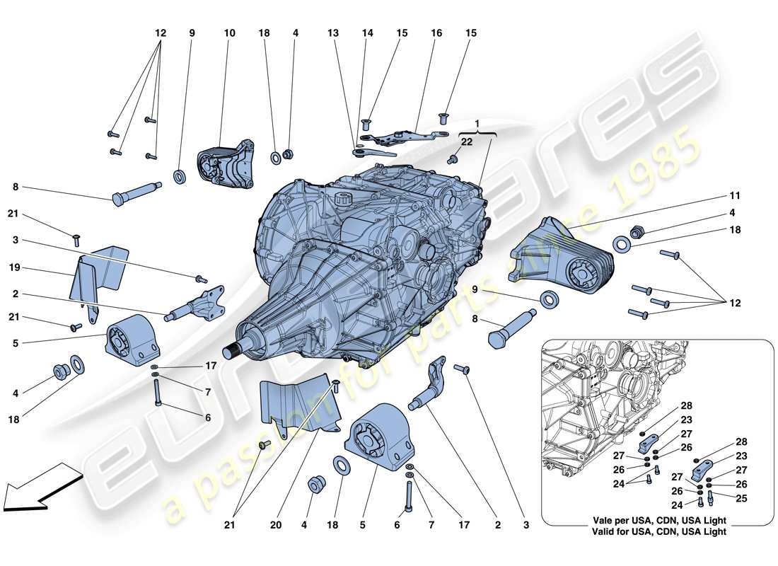 ferrari f12 tdf (europe) gearbox housing parts diagram