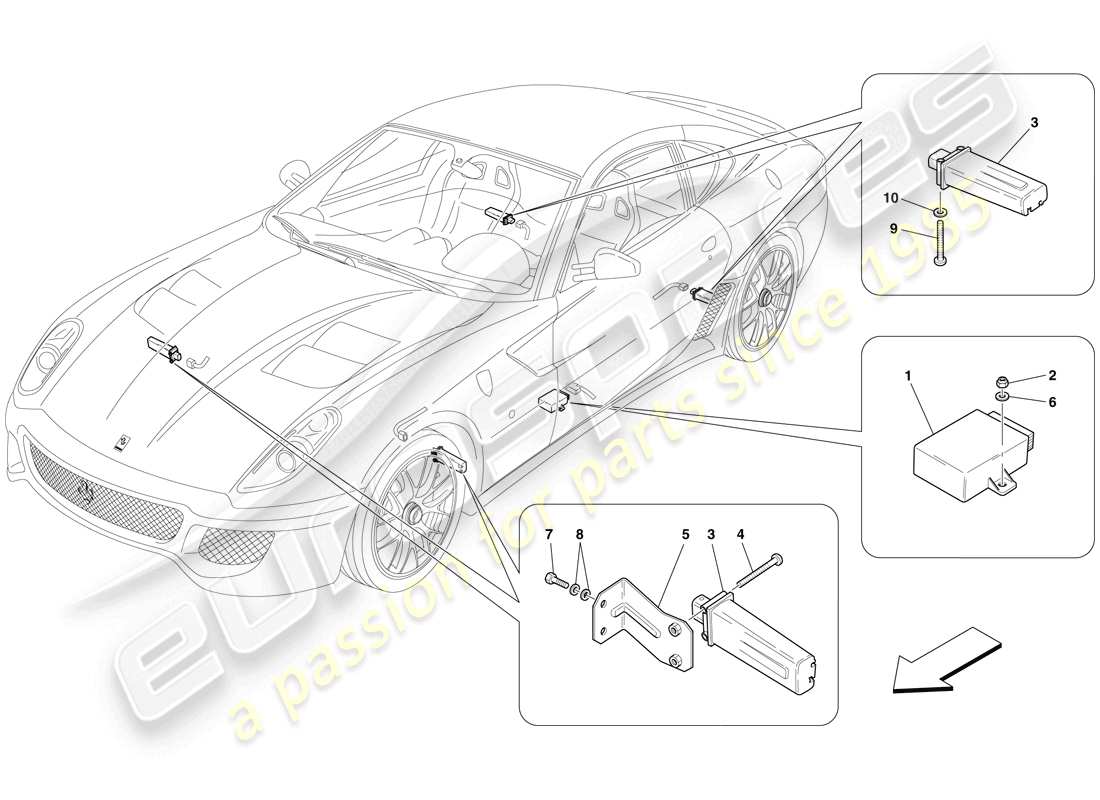 ferrari 599 gto (rhd) tyre pressure monitoring system part diagram