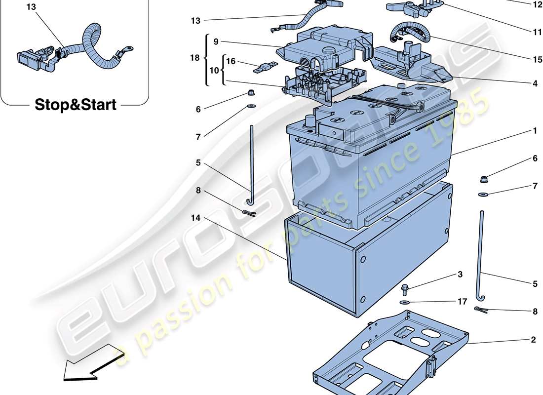 ferrari ff (rhd) battery part diagram