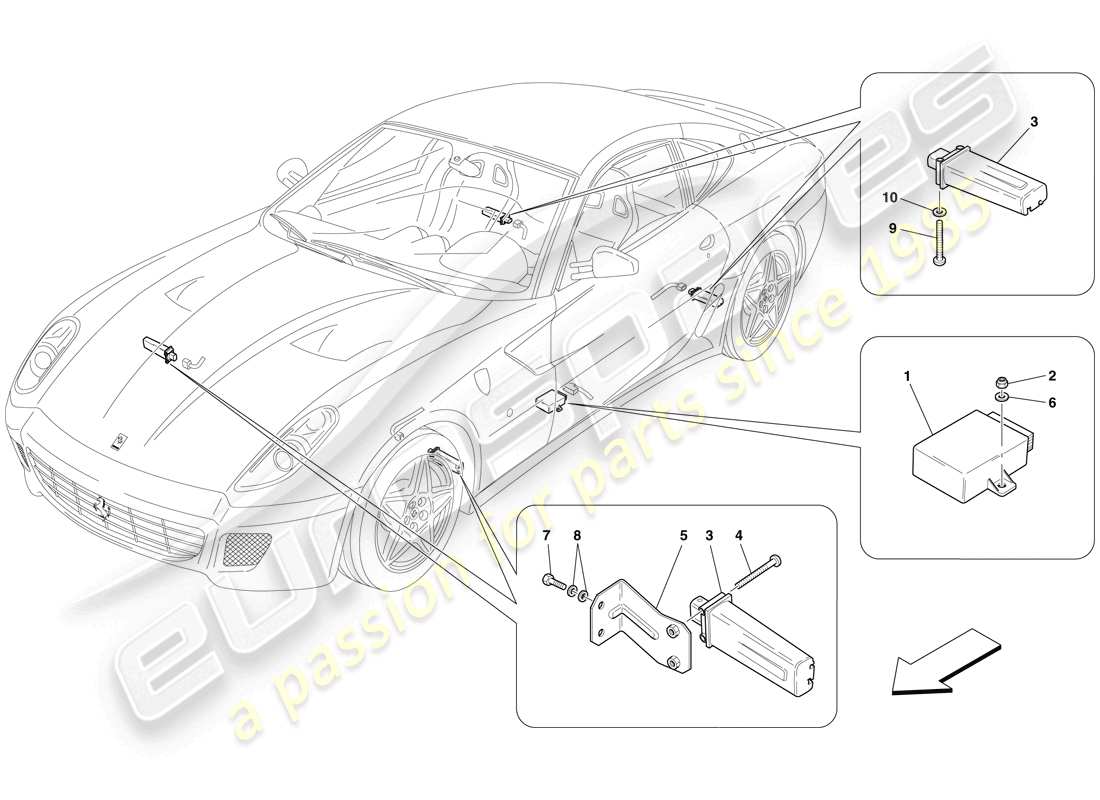 ferrari 599 gtb fiorano (europe) tyre pressure monitoring system part diagram