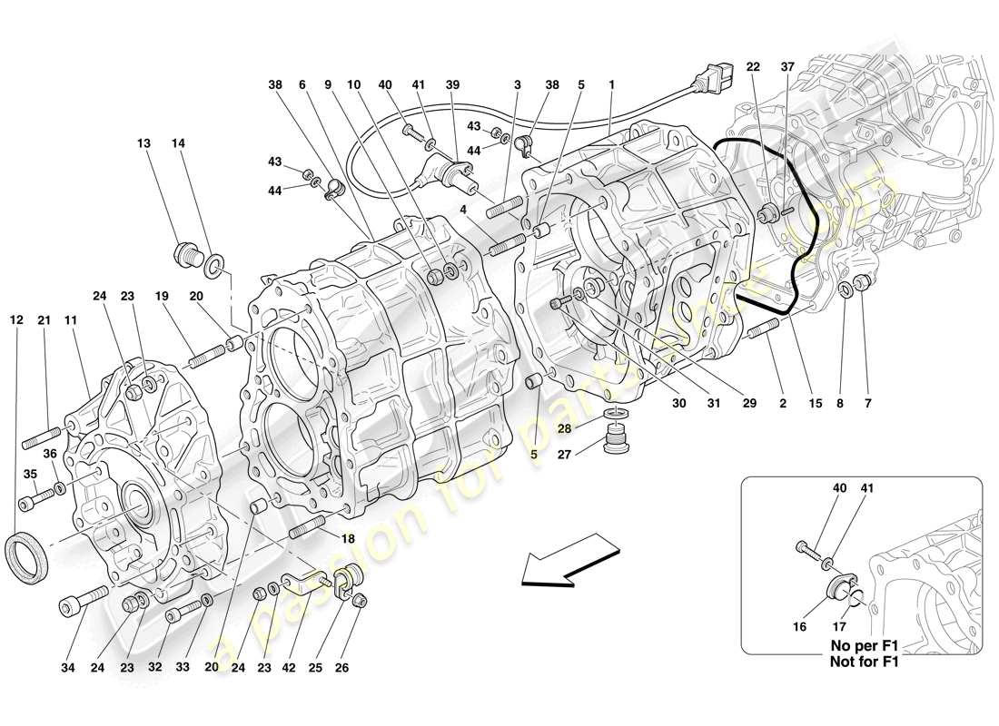 ferrari 599 gtb fiorano (europe) gearbox housing parts diagram