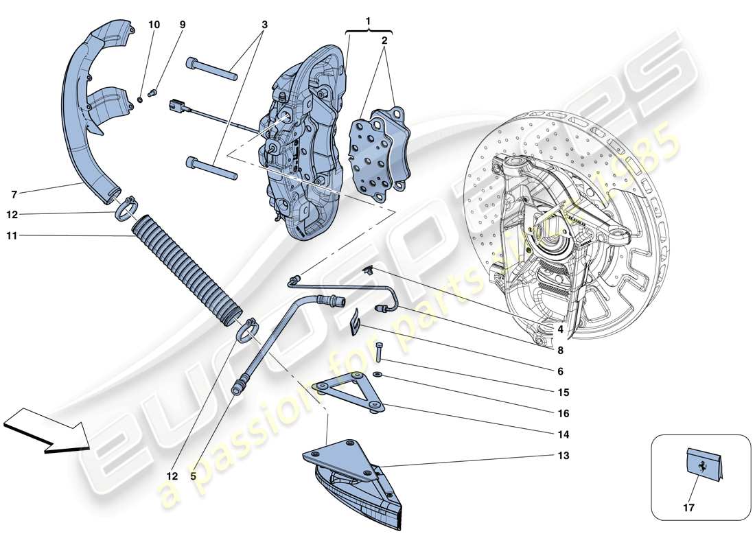 ferrari 458 speciale (rhd) front brake callipers parts diagram