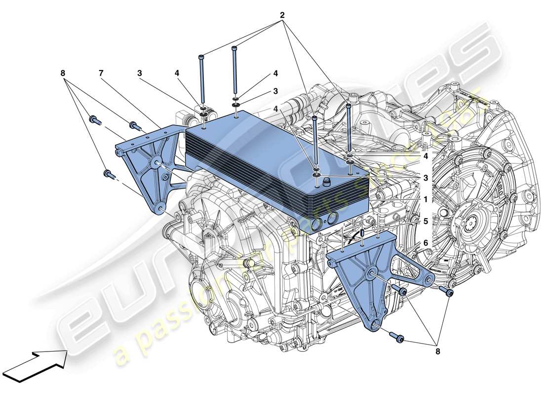 ferrari 488 gtb (rhd) gearbox oil cooling radiators parts diagram