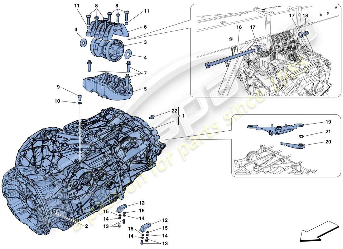 ferrari 488 spider (rhd) gearbox housing parts diagram