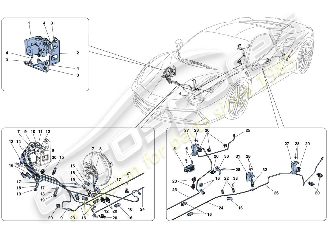 ferrari 488 gtb (rhd) brake system parts diagram