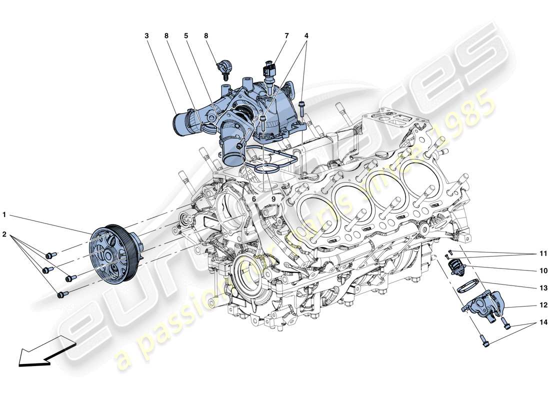 ferrari 488 gtb (rhd) cooling - water pump parts diagram