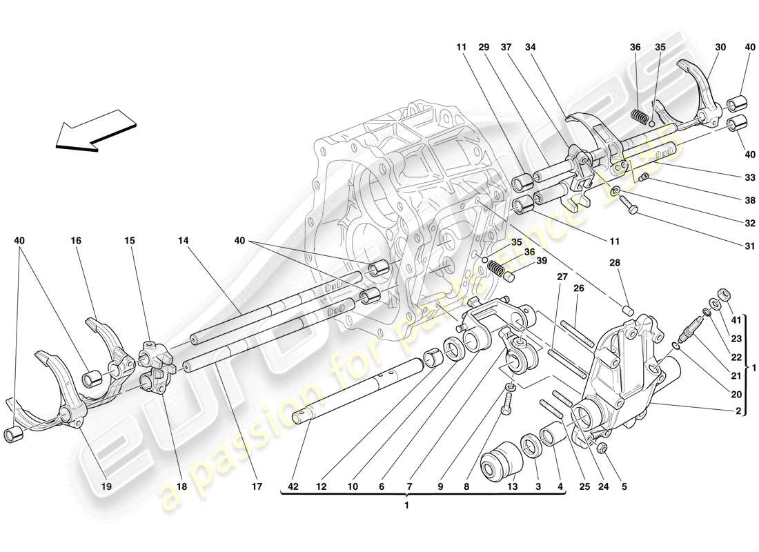 ferrari 599 gtb fiorano (europe) internal gearbox controls part diagram