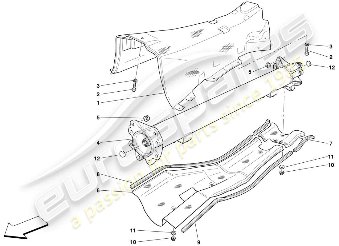 ferrari 599 gtb fiorano (europe) engine/gearbox connector pipe and insulation part diagram