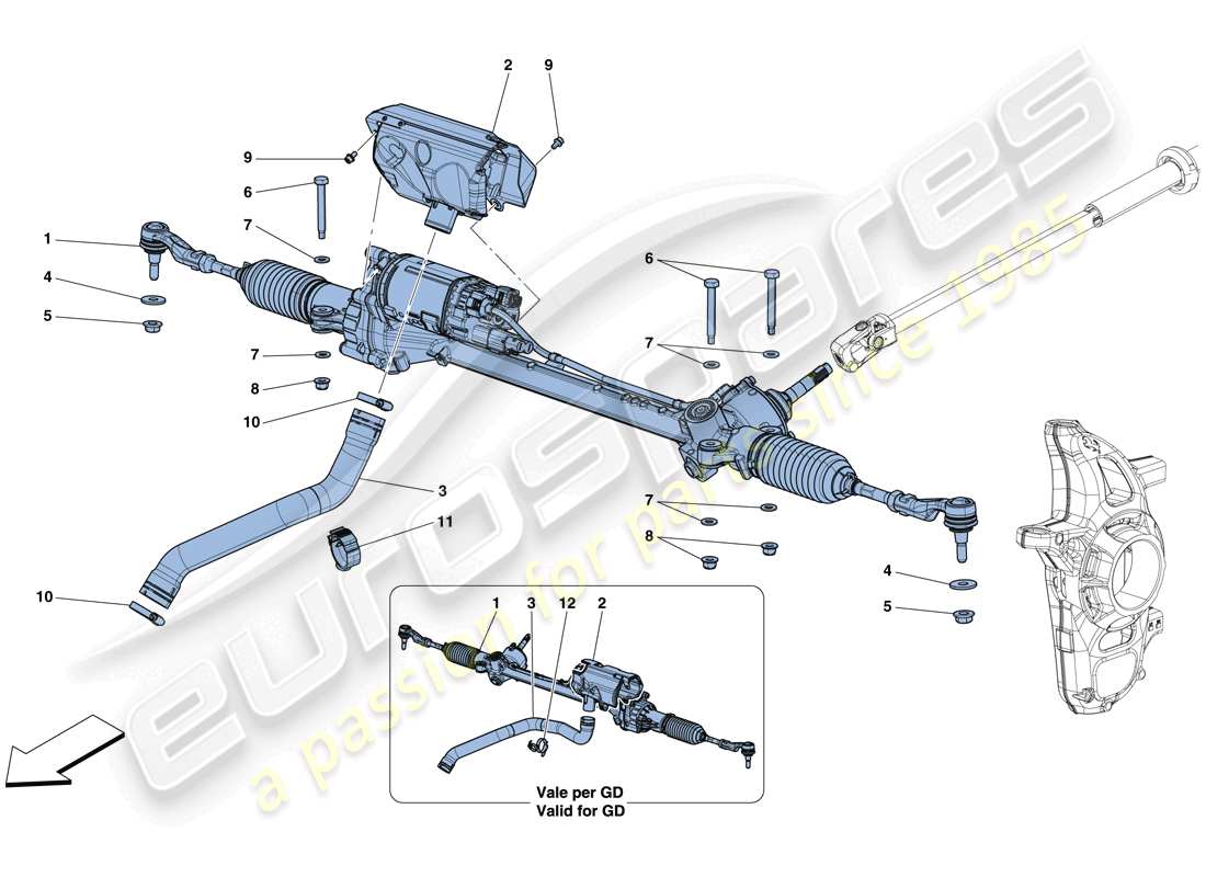 ferrari 812 superfast (rhd) electric steering box part diagram