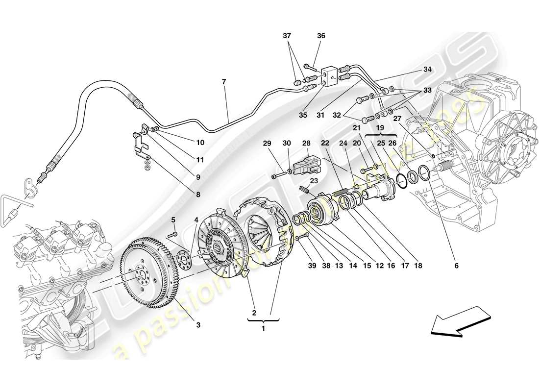 ferrari f430 coupe (usa) clutch and controls parts diagram