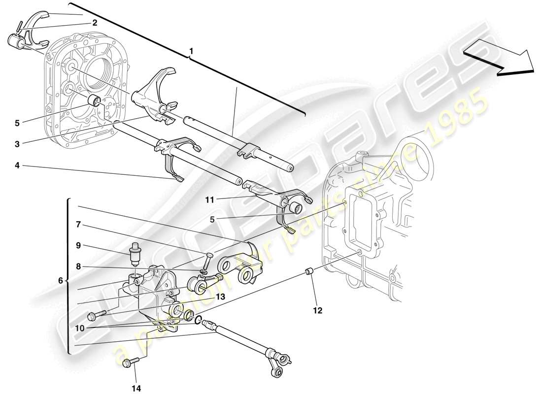 ferrari f430 spider (rhd) internal gearbox controls parts diagram