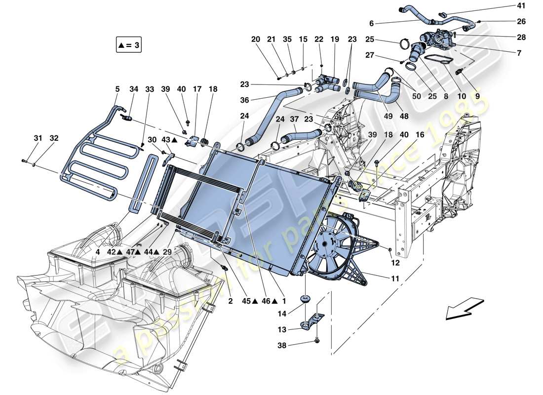 ferrari california t (europe) cooling: radiators and air ducts part diagram