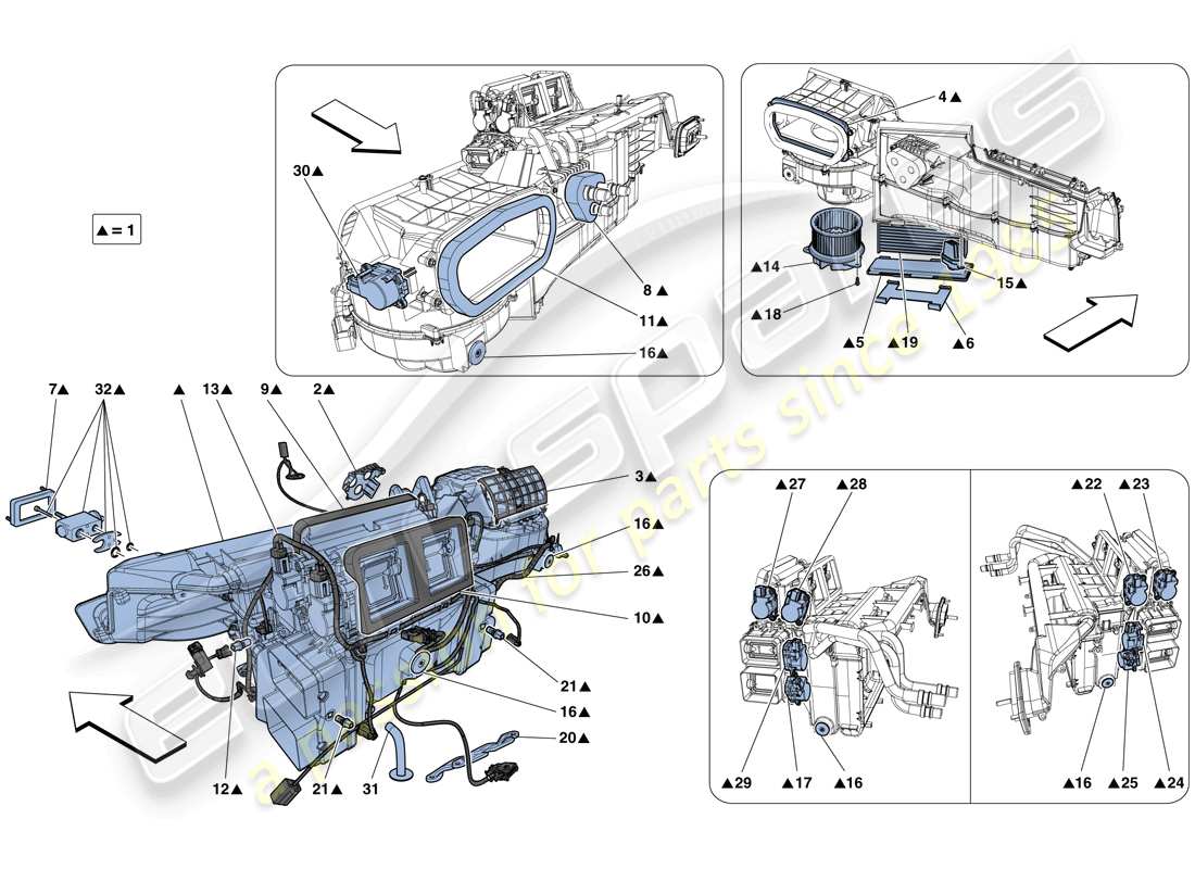 ferrari california t (usa) evaporator unit part diagram