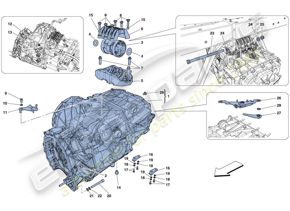 ferrari 458 speciale (rhd) gearbox housing part diagram