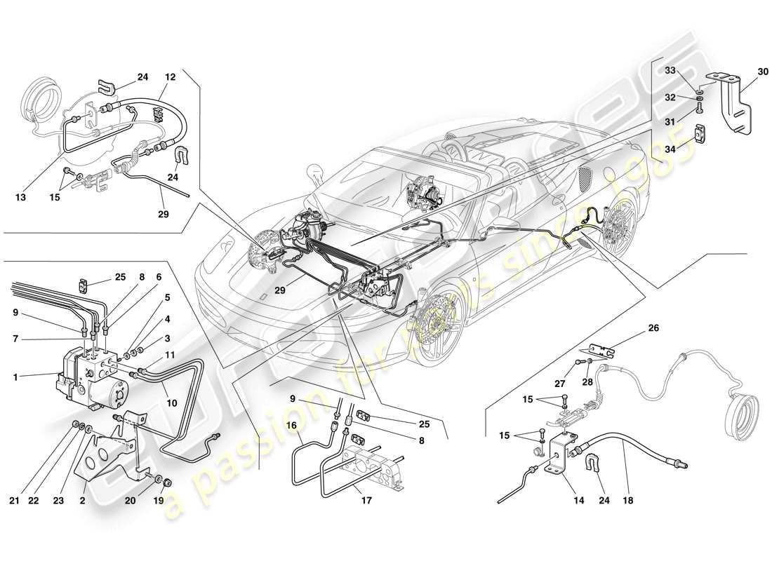 ferrari f430 spider (europe) brake system parts diagram