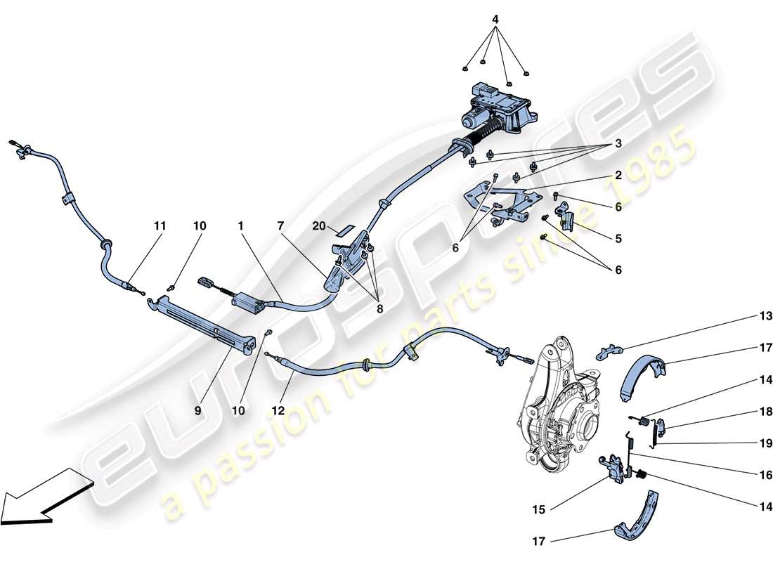 ferrari ff (usa) parking brake control parts diagram