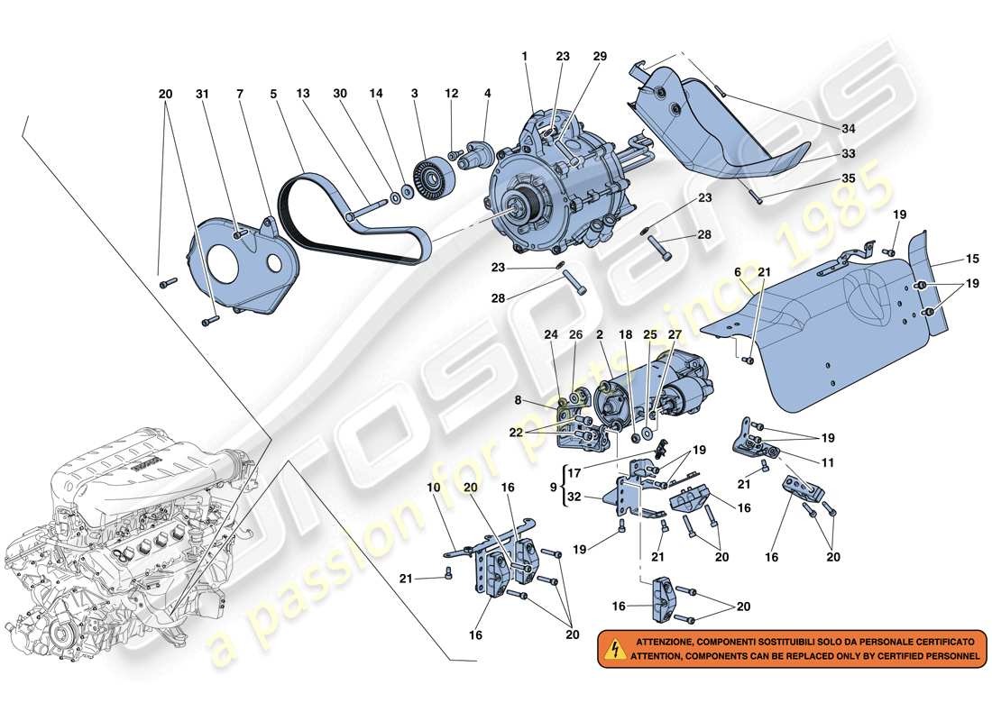 ferrari laferrari aperta (europe) starter motor and electric motor 2 part diagram