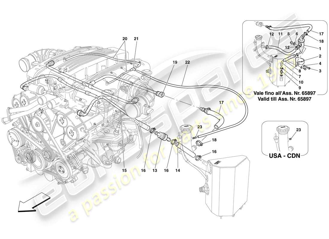 ferrari 612 sessanta (europe) blow-by system parts diagram