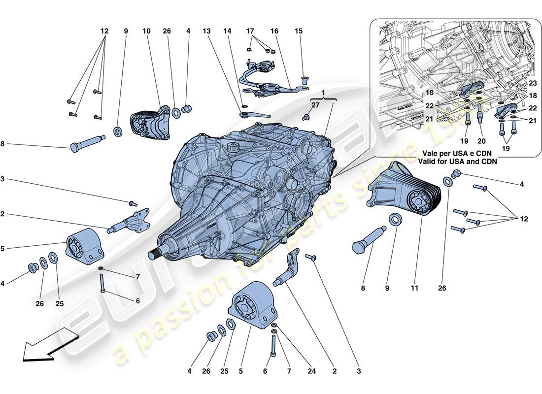ferrari ff (europe) gearbox housing parts diagram
