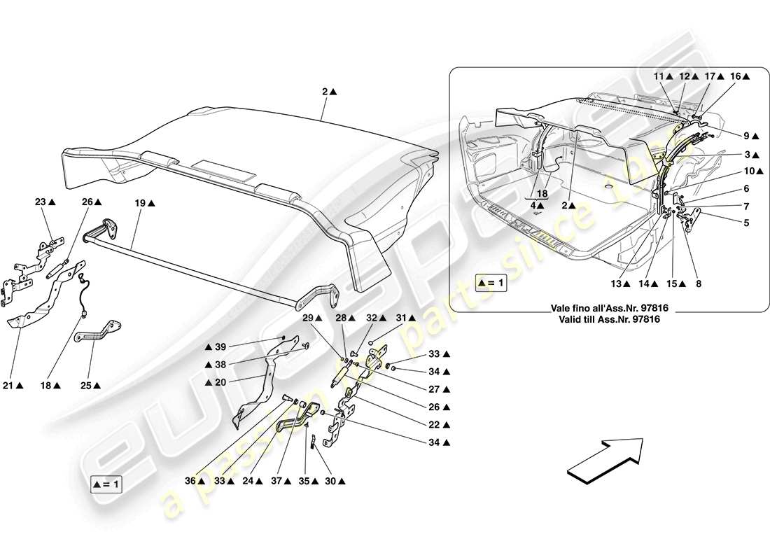 ferrari california (rhd) luggage compartment mats parts diagram