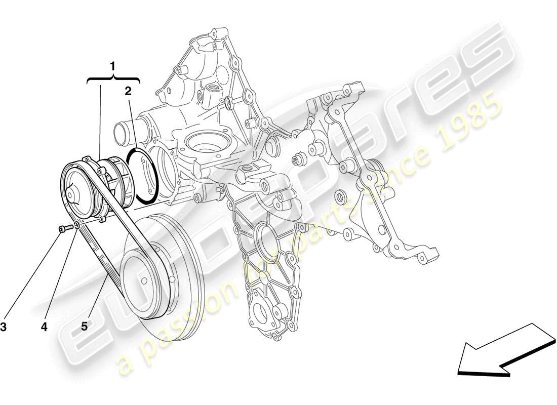 ferrari california (rhd) cooling: water pump parts diagram