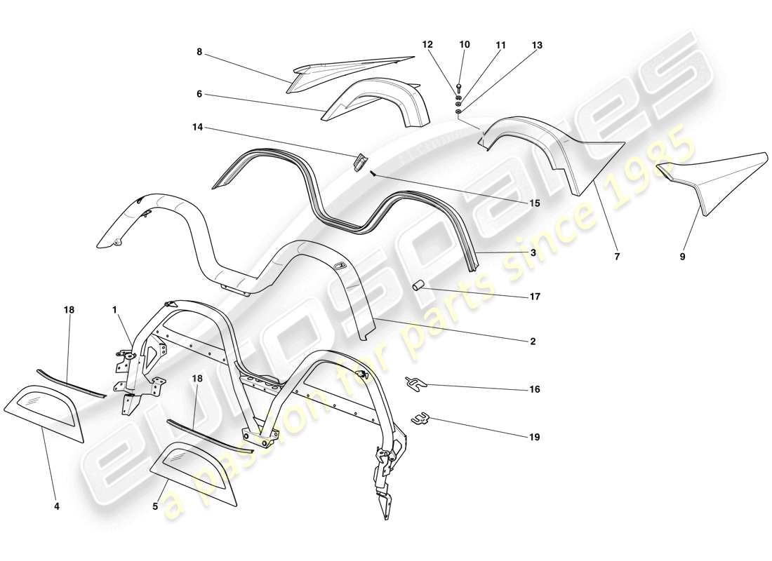 ferrari 599 sa aperta (usa) rollbar parts diagram