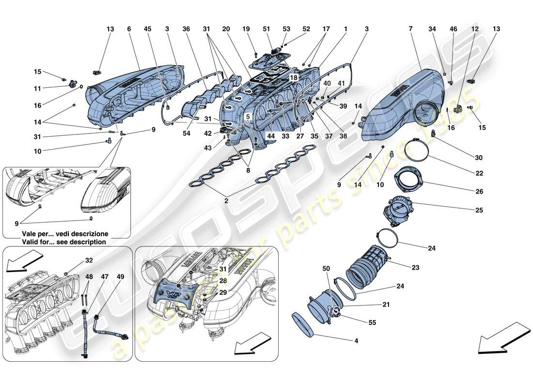 ferrari 812 superfast (usa) intake manifold parts diagram