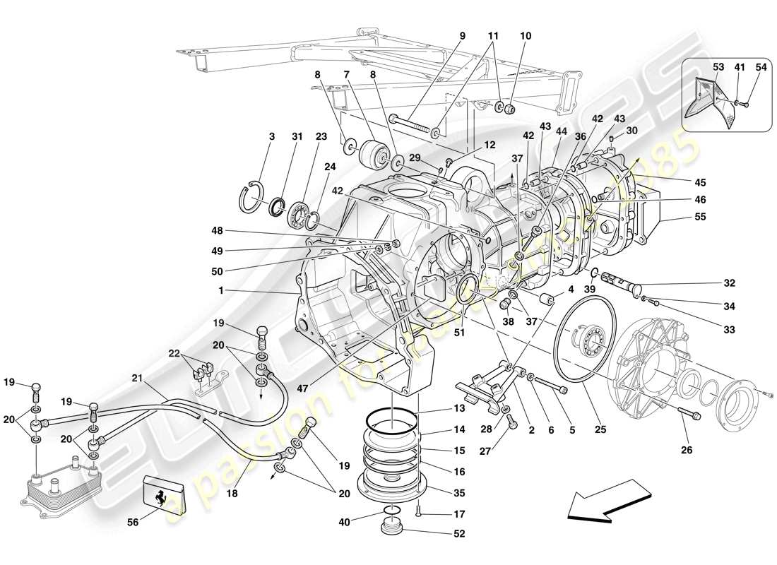 ferrari f430 scuderia (europe) gearbox - covers parts diagram