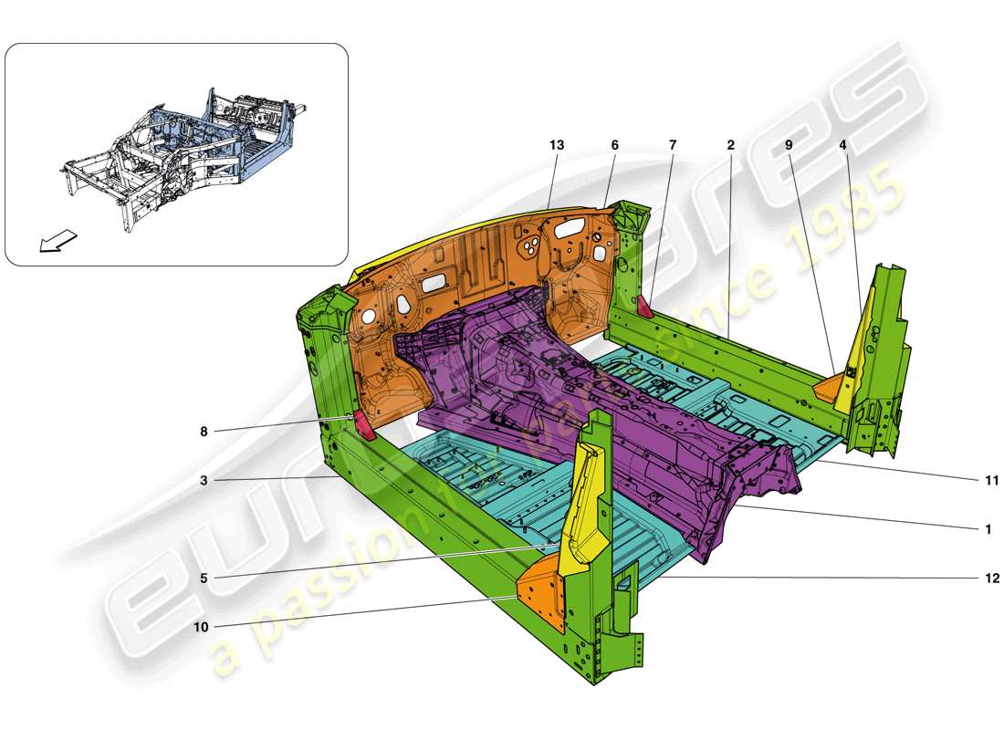 ferrari california t (europe) structures and elements, centre of vehicle part diagram