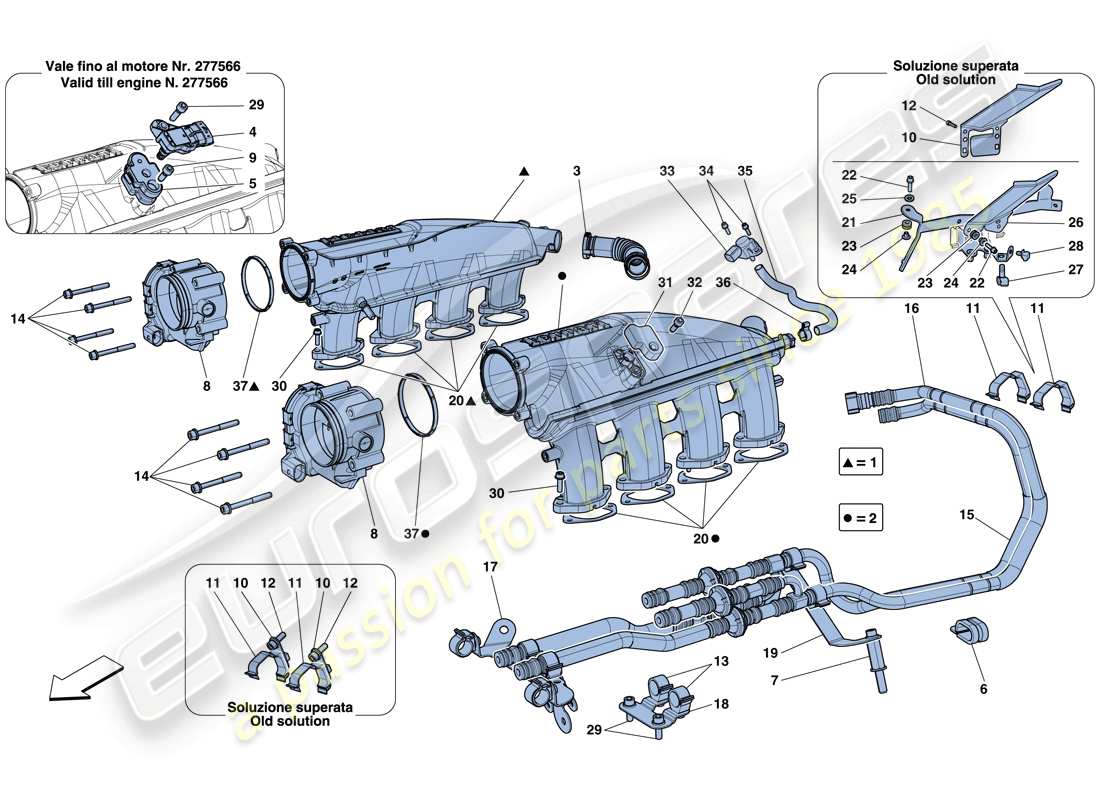 ferrari california t (europe) intake manifold part diagram