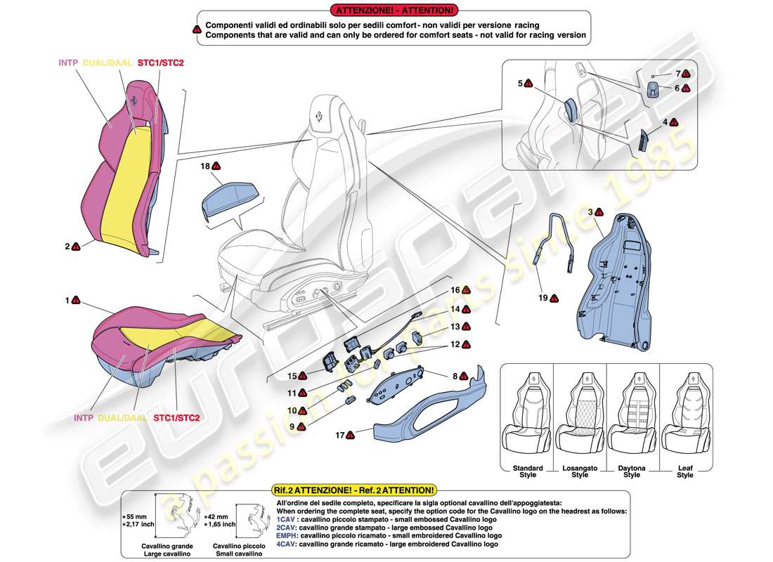 ferrari f12 berlinetta (rhd) front seat - trim and accessories parts diagram
